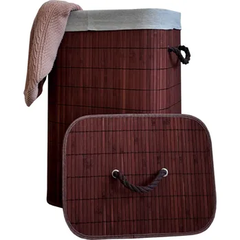 Koš na prádlo Velký bambusový koš na prádlo s víkem 72 l hnědá