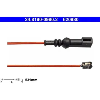 Brzdová destička Výstražný kontakt, opotřebení obložení ATE 24.8190-0980.2