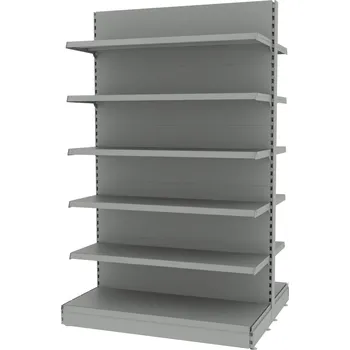 Prodejní regál Regalydoskladu Oboustranný prodejní regál - V-210 cm L-128 cm (modul základní) - šedý