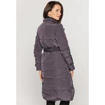 Dámské oblečení Perso Zimní kabát pikowany dwurzędowy Šedá Slim Fit L