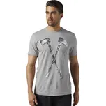 REEBOK Pánské tričko CROSSFIT AXE GRAPHIC TEE - šedé - BE0827 Velikosti: L