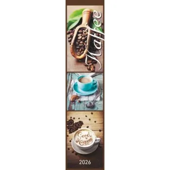 Kalendář Küchenplaner Kaffee 2026 - Streifen-Kalender 11,3x49x5 cm - Kaffeekalender - mit leckeren Rezepten - Wandplaner - Küchenkalender - Alpha Edition (DE)