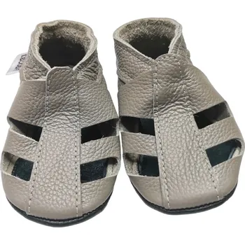 Capáčky EBOOBA Kožené capáčky s koženou podrážkou sandále šedé 2-3 roky Šedá 25
