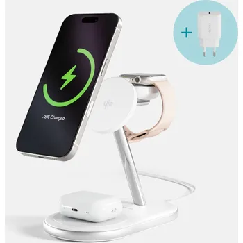 Mobilní telefon MagSafe bezdrátová nabíječka Epico UltraBase EX60 Qi2 3in1 Mag+ bílá