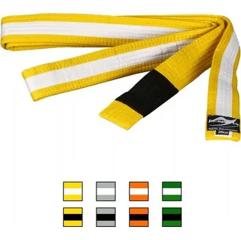 Bojový sport Dětský pásek na BJJ Ju Sport - žlutý s bílým pruhem - JU7611 Velikosti: 220 cm