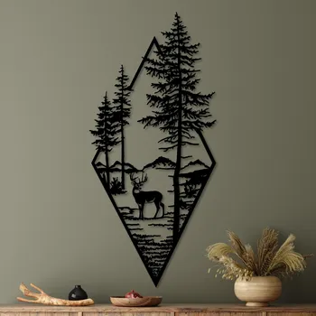 Nástěnná kovová dekorace Deer I. černá