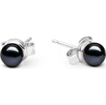 Náušnice Gaura Pearls Stříbrné náušnice s černou řiční perlou Emily, stříbro 925/1000 EFB05-N/B Černá