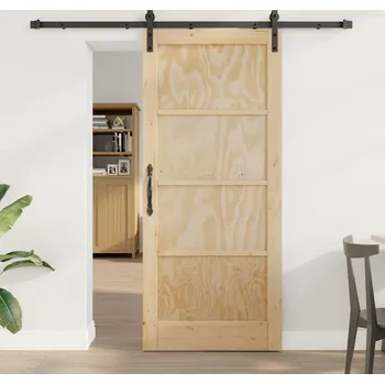 Interiérové dveře vidaXL Posuvné dveře Přirozená a černá 86 x 198,5 cm [3333202]