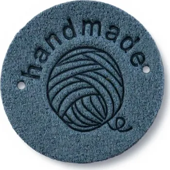 Nášivka Hand made s klubíčkem, petrolejová, 25 mm