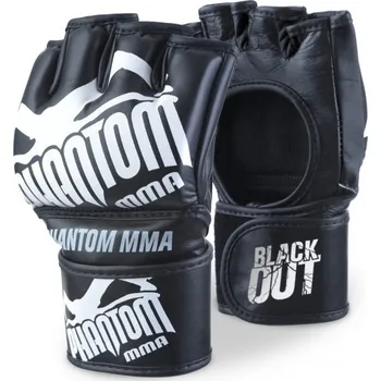 Boxerské rukavice PHANTOM MMA RUKAVICE "Blackout PU" - černo/bílé - PHMMAGBLACKOPU-SW Velikosti: S