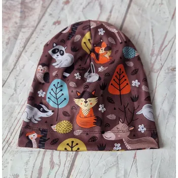 Čepice Yháček Flísová čepice Yháček, jednovrstvá, Lesní zvířátka hnědá Velikost:: XS