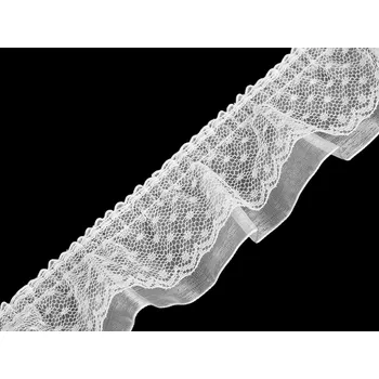 Stuha Volánek krajkový dvojitý šíře 40 mm Varianta: 1 bílá, Balení: 1 m