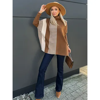 Dámská halenka Fashionweek Dámský svetr s rolákem oversized IT-NERBAL Barva: Mocca, Velikost: Universal