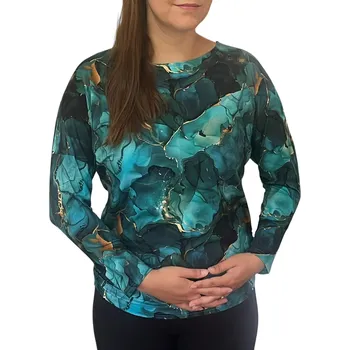 Dámská halenka Halenka Sofistik zeleno-modrá s gumičkami na bocích velikosti Sofistik: 48