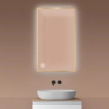 Zrcadlo Oltens Nordlis zrcadlo 60x100 cm obdélníkový s osvětlením s vyhřívací podložkou zlatá 64111800