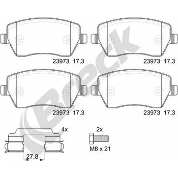 Brzdová destička Sada brzdových destiček, kotoučová brzda BRECK 23973 00 651 00