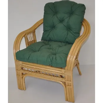 Axin Trading s.r.o. Ratanové křeslo Rio De Janeiro medové - polstr tmavě zelený melír