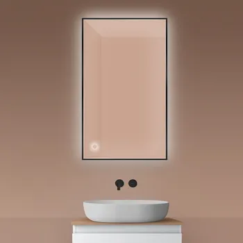 Zrcadlo Oltens Nordlis zrcadlo 60x100 cm obdélníkový s osvětlením s vyhřívací podložkou černá 64111300