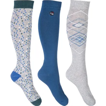 HKM Podkolenky jezdecké Florida HKM, 3 páry, grey/deep blue 39-42
