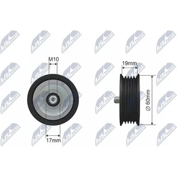 Vratná/vodicí kladka, klínový žebrový řemen NTY RNK-KA-008