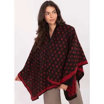 Rukavice Černo-červené dámské pončo s potiskem AT-PN-7661.89-black-red Velikost: ONE SIZE