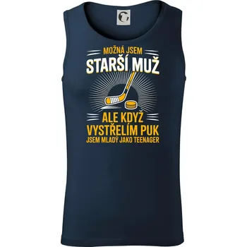 Možná jsem starší muž, ale kdyz vystrelim puk - Tílko pánské Core - XL ( Námořní modrá (velmi tmavá - téměř černá) )