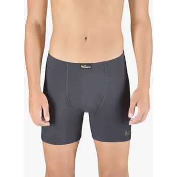 Boxerky Pánské boxerky s delší nohavičkou, delší nohavička, šité, s potiskem Eco Bamboo 74163P - tm. šedá olivová - 50/52