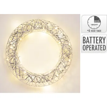 Vánoční dekorace Matgroup Dekorace VĚNEC 40cm LED STŘ s časovačem