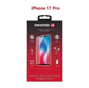 Sklo Swissten Full Glue iPhone 17 Pro – černé (SWISSTEN Full Glue Color Frame Case Friendly pro Apple iPhone 17 Pro – černé ochranné sklo, tvrzené sklo, ochrana displeje 9H)