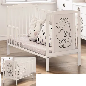 2v1 Dětská postýlka s bočnicí 60x120 se srdíčky Druh matrace: kokos pohanka matrace 60x120x11cm + 1190kć