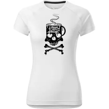 Dámské tričko DOBRÝ TRIKO Dámské funkční tričko s potiskem Decaf Velikost: XL, Barva: Bílá