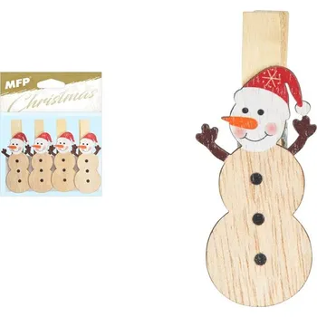 Vánoce Kolíček sněhulák 4ks 7cm