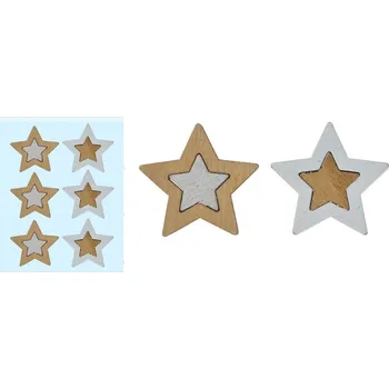 Vánoce Hvězdy 6ks dřevo 4cm v sáčku