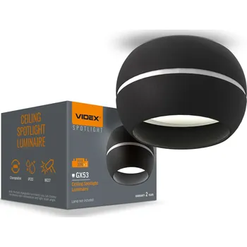 Bodové svítidlo Svítidlo SPOT pro povrchovou montáž Černý reflektor 1x GX53 Videx