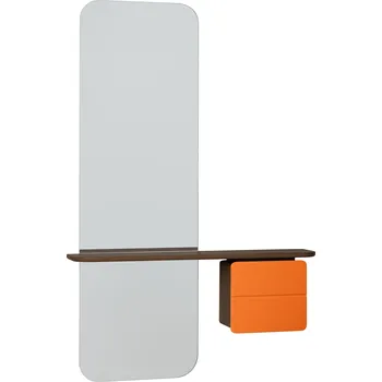 Zrcadlo Umage, Zrcadlo s poličkou One More Look oranžová skříňka tmavý dub - Formadore