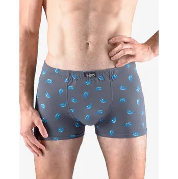 Boxerky Pánské boxerky s kratší nohavičkou, kratší nohavička, šité, s potiskem 73121P - tm. šedá tm. tyrkysová - 46/48