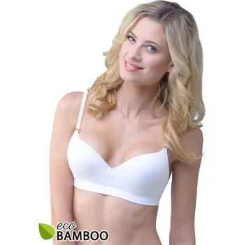 Podprsenka Dámská podprsenka vyztužená, push-up, bezešvé, jednobarevné Eco Bamboo 07019P - bílá - 85D