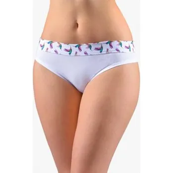 Dámské spodní prádlo Dámské kalhotky bokové se širokým bokem, širší bok, šité, s potiskem Disco XVII 16172P - bílá fialová - 46/48