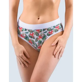 Kalhotky Dámské kalhotky klasické, širší bok, šité, s potiskem Disco Bamboo 2 10268P - bílá lahvová - 38/40