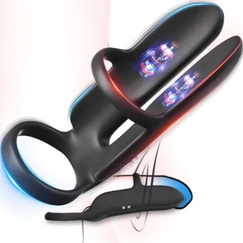 Návlek na penis SuperLove Dual Vibrating Cock Ring Penis Sleeve with App Black