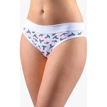 Kalhotky Dámské kalhotky bokové se širokým bokem, širší bok, šité, s potiskem Disco XVII 16171P - bílá fialová - 34/36