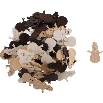 Vánoční dekorace Sněhulák 4cm, 72ks dřevěný, mix barev