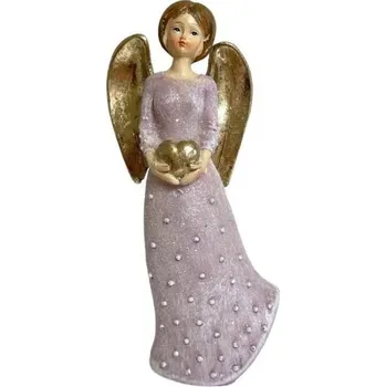 Vánoční dekorace Anděl 16cm růžový, novodur
