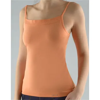 Dámská košilka, úzká ramínka, bezešvé, jednobarevné MicroPolyamid 08006P - sv. cihlová - L/XL