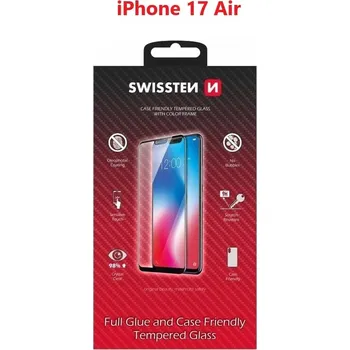 Telefonní příslušenství SKLO SWISSTEN FULL GLUE, COLOR FRAME, CASE FRIENDLY PRO APPLE IPHONE AIR ČERNÉ (54501882)