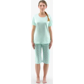 Dámské pyžamo Dámské 3/4 pyžamo s potiskem 19140P - aqua, akvamarín - XL