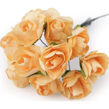 umělá květina Umělá papírová mini růže na drátku