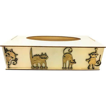 Dekorace z Řečice Dřevěná krabička na kapesníky "kočky"