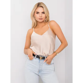 Dámské tričko Lesklý smetanový top TW-TP-BI-8256.97-cream Velikost: ONE SIZE