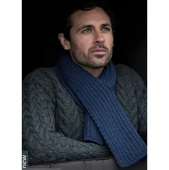 Šála Aran Woollen Mills VLNĚNÁ ŠÁLA na provlečení, merino vlna, modrá